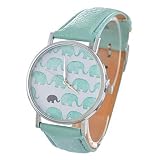 Souarts Damen Seeblau Elefant Armbanduhr Quartz Analog mit Batterie