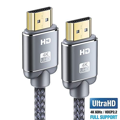 Cable HDMI 7,5m - Snowkids Cable Ethernet Ethernet de alta velocidad en Nylon trenzado Compatible con 3D/Retorno de audio - Cable HDMI para Blu-Ray/Xbox/Xbox 360/PS3/PS4/Ultra HD TV/Pantalla - Gris