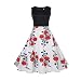 Produktbild 50s Vintage Kleider CLOOM Damen Sommerkleid festliche Abendkleid Round Neck Sleeveless Rockabilly Dress Ärmellos Blumenkleid Hausfrau Swing Hepburn Stil Frauen Jersey Skirt (Weiß, XL)