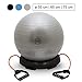 Produktbild maxVitalis Gymnastikball inkl. Ballschale und Tubes, Anti-Burst, Ø 55-75 cm, Kraftaufbau, ergonomisch, Silber, Blau, Schwarz, belastbar bis 250 kg (Silber, 75 cm)