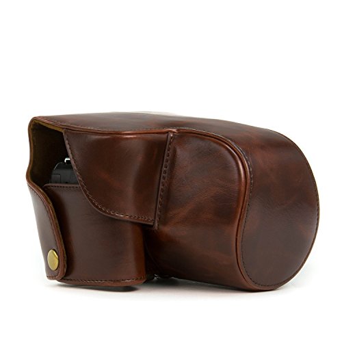 MegaGear toujours pr  t    tui de protection en cuir marron fonc   de l appareil photo  Sac pour Nikon COOLPIX P520  Nikon COOLPIX P530  Nikon COOLPIX P610 num  rique