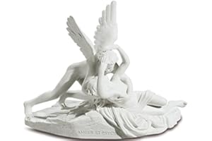 VIANAYA Riproduzione dell'opera Statua Amore e psica di Canova, piccola dimensione 14 cm x 10 cm x 6,5 cm, resina bianca di qualità, effetto pietra