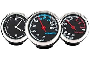 Riloer Montre électronique pour voiture avec cadran + thermomètre + hygromètre 1 Lot de 3 pièces, Montre électronique pour tableau de bord de voiture
