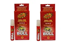 Bull instant pain reliever roll on with ayurvedic extract ? 10 ml | 100% ayurvedic formula | Instant pain relief for headache, knee pain, joint pain, back pain, neck ache, muscular pain, shoulder pain, wrist pain