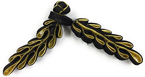 10 Sets Frog Closure Cheongsam Black Gold Chinese Knot
