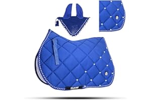 GALLOP SHOP Numnah - Sottosella per cavallo con cofano per orecchio abbinato (pannocchia, blu reale)