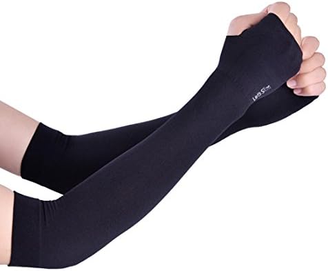 UV Protection Cooling Arm Sleeves for Men Women Kids Sunblock Protective Black with Finger