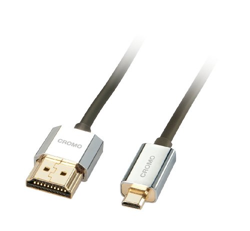 LINDY 41682 CROMO - Slim High Speed HDMI Kabel mit Ethernet - Typ A/D - 2m