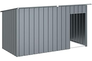 vidaXL Caseta para Perros con Tejado, Casa para Animales, Jaula para Perros Mascotas, Perrera Exterior, Acero Galvanizado Gris Antracita