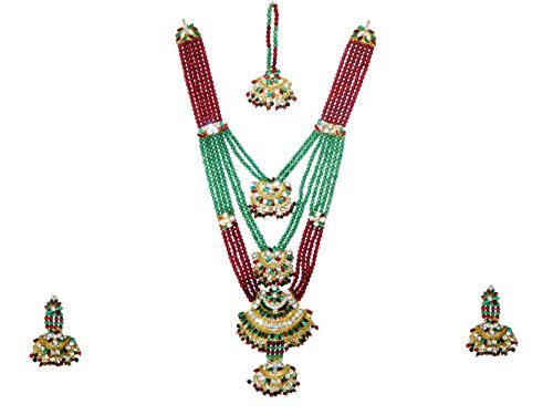 Preisvergleich Produktbild Mangal Sutra Set Kajol rot - grün - gold Bollywood Schmuck Indien Hochzeitsschmuck