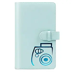 CAIUL Compatible 96 Pockets Mini Wallet Photo Album with PU Leather Cover for Fujifilm Instax Mini 9 8 8+ 70 7s 90 25 26 50s Films (Ice Blue)