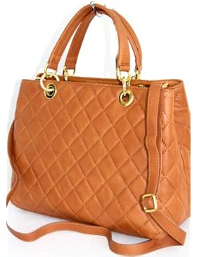 Leder Shopper Schultertasche Mittelgroß gesteppt Italy