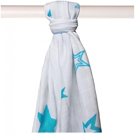 XKKO Turquoise Stars – Bamboo Muslin (90 x 100 cm 200 g) Star Design Earrings