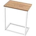 AZL1 Life Concept C Side Table Sofa End Tables for Home Office Living Room Vintage Accent Snack Table for Coffee Laptop Wood TV Tray Metal Frame, Walnut