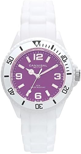 Cannibal Kid's Quartz Watch with Purple Dial Analogue Display and White Silicone Strap CK215-01B
