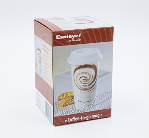 Esmeyer 302-008 Coffee-to-go Becher Swirl Inhalt 0,3 L, Höhe 13,5 cm Heißgetränke für unterwegs, Porzellan, weiß - 3