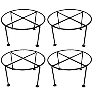 D&V ENGINEERING - Creative in innovation Metal Plant Stand/Flower Pot Stand, Size: Width-20cm, Height-11.5cm, Black-Set of 4