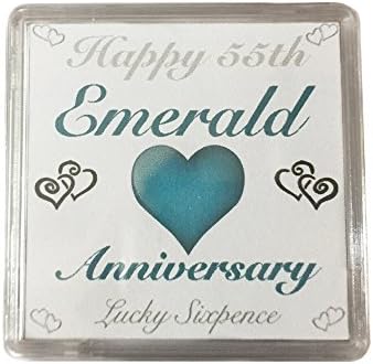 Lucky Sixpence For 55th Emerald Wedding Anniversary Keepsake Gift // Great present idea