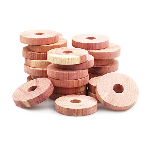 Preisvergleich Produktbild Vegena Mottenschutz für Kleiderschrank [48 Stück], 100% Natürlicher Bio Mottenschutz aus Zedernholz, Chemiefreie Mottenfalle Mottenabwehr Mottenringe Gegen Kleidermotten