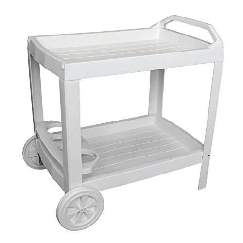 Servierwagen 2 Ebenen Weiß Rollwagen Rollbarer Getränkewagen Grillwagen - Weiß