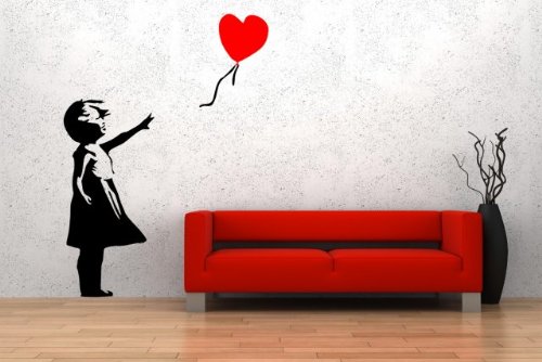 Banksy Balloon Girl Wall Sticker 40cm x 90cm Facing Right