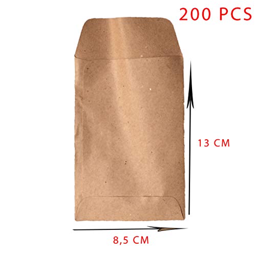 Fast Pack Sachet Kraft - Sac Papier - Sac Alimantaire - Kraft Pochette -%100 Recyclable (8,5 * 13 cm 200 pcs)