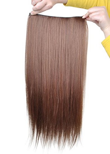 Bigood Women Long Straight Light brown Hair Piece Wig Clip Hair Extensions 60cm