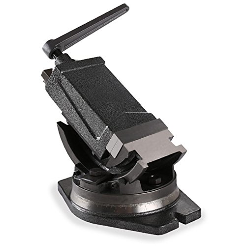 EBERTH 2 Achsen QHK Maschinenschraubstock (100 mm, Spannbreite 80 mm, kippbar, drehbar, Stahlguss, ca. 19 kg) schwarz