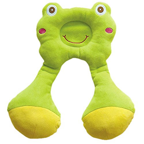Happy cherry Baby children Infants Comfortable Neck and Head Support Pillow Pad Kids Stroller Car Seat Cot Peas Animal Head Pillow - Frog