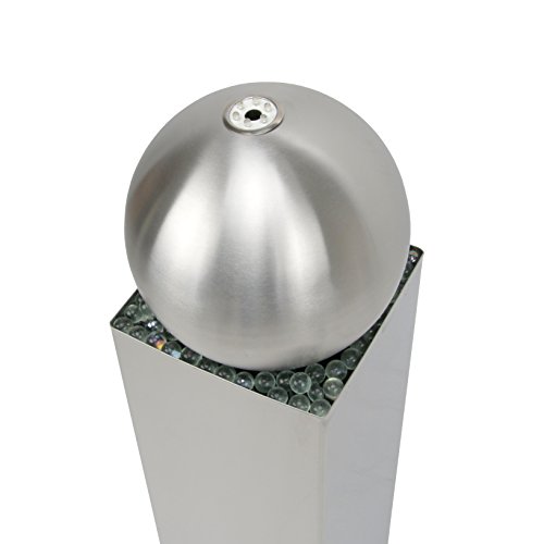 Exklusiv Sockelbrunnen FONTANA PIAZZA mit integrierter multicolor LED in Kugel aus hochwertig gebürsteten Edelstahl 20x20x82cm - 2