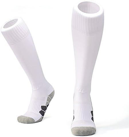 Zongsi Unisex Anti-slip Sports Socks Football Socks Soccer Outdoor Running Basketball Socks (White,L)