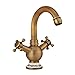 Produktbild Gyy-tap Antike Messing Dragon Style Waschbecken Wasserhahn Zwei Griff Einlochmontage Alle Kupfer Vintage Bad Becken Mischbatterie Massivem Messing Mono Tub Toilette mit Hot & Cold Pipes