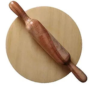 HANDCRAFTD Wooden Chakla Belan Rolling Pin Board for Kitchen (9 Inch)