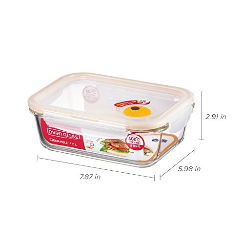 Lock & Lock LLG445T Ovenglas für Mikrowelle und Ofen, Glas, tranparent 20,0 x 15,2 x 7,4 cm - 2