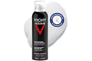 Vichy Homme, Gel de Rasage Anti-Irritation, Peau Protégée et Hydratée, Contient du Calcium, de la Vitamine C Glucosée et de l'Acide Salicylique, Soin Homme, Sensi Shave, 150 ml