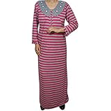 Indiatrendzs Women's Maxi Nighty Wool Hosiery Striped Printed Winter Sleepwear 42"