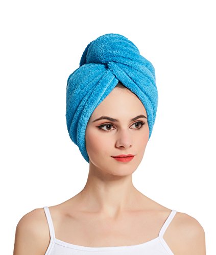 Mikrofaser groß Haarpunzel Turban Haartrockentuch Handtuch Kopftuch Haartrockentuch Handtücher (Rot+lila+blau 3er-Pack) - 2
