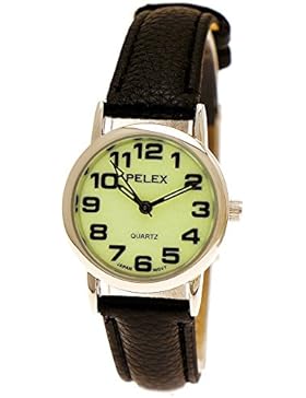 Elegante Kleine Pelex London Damen-Uhr Analog Quarz Armband-Uhr Klassisches Design Schwarz Silber mit leuchtendem...
