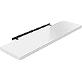 WOLTU High Gloss Floating Shelves,Wall Shelf,CD DVD Storage Corner Shelf, Premium Wooden Shelves for Bedroom LivingRoom kitchen 100x22.9x3.8cm, White, RG9482ws