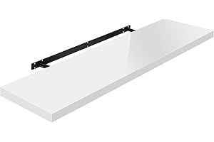 ‎WOLTU WOLTU Wandregal Volato Wandboard freischwebend hochglänzend weiß Schweberegal CD DVD Regal Bücherregal Holz Board 100x22,9x3,8cm RG9482ws