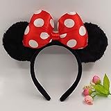  Diadema negra con orejas de Minnie Mouse con lazo rojo con lunares blancos para niños y adultos 4 colores diferentes ROSSO UP