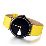 SW Watches SK Frauen Kleiden Uhren Mode Einzigartige Dial Damen Quarz Uhr Gelbes Leder Casual Band Casual Armband Armbanduhr,Yellow