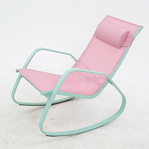 YIXINY sunlounger LCAT079 Modern Minimalist Environmental Protection Cloth + Steel Pipe Material Can Be Assembled Band Pillow Three Colors Rocking Chair ( Color : Pink )