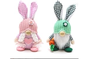 Aliangting 2 Pcs Easter Gnomes Decorations Easter Bunny Handmade Swedish Tomte Elf Stuffed Doll Rabbit Gifts Cute Easter Faceless Dwarf Bunny Gnomes Decorations for Home