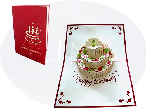 LIN-POP UP Grußkarten zum Geburtstag, Geburtstagskarten Glückwunschkarten Grußkarten Geburtstag, Geburtstagstorte