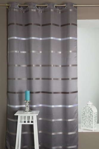 Blickdichter Vorhang Charme Mehrfarbig Gestreift 140 X 250 Anthrazit