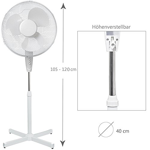 Oramics Stand Ventilator mit 3 Geschwindigkeitsstufen Ø 40cm in Weiß, 45 W Standlüfter