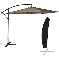 Happy Garden Parasol déporté OAHU Rond 3m de diamètre Taupe + Housse