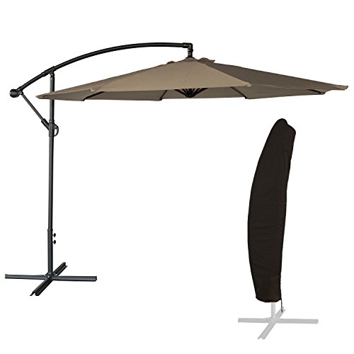 Happy Garden Parasol déporté OAHU Rond 3m de diamètre Taupe + Housse