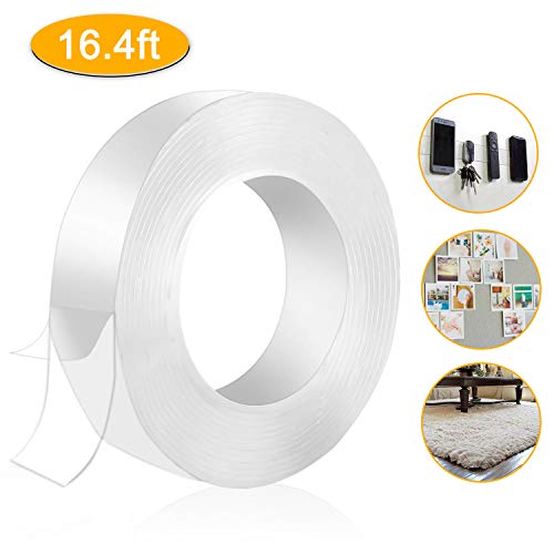 Wiederverwendbares Klebe-Gel-Klebeband, rückstandslos, waschbar, transparent, doppelseitig, rutschfest, Nano-Gel-Pads, abnehmbares Klebeband zur Befestigung von Teppichmatten,Haushalt 16.4FT